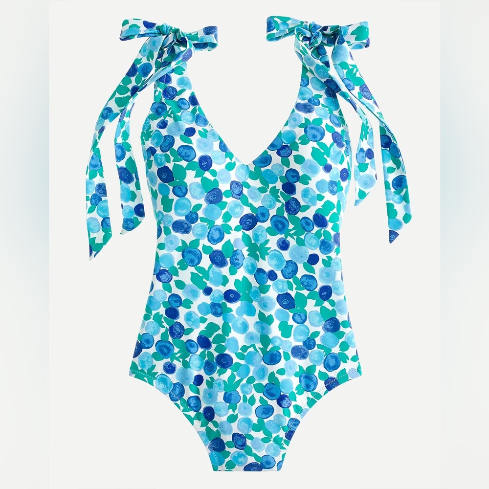 Eco bow one-piece in blueberry floral